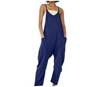 Viunychn Jumpsuits Für Damen Sommer Kuschelig Lang Sport Jumpsuits Latzhose Große Größen Mode Curvy Locker Lässiger Mit Weitem Bein Mit Träger Sommerhose Arbeitshose