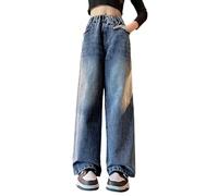 Viunychn Kinder Jeans Mädchen Straight Baggy Denim Weite Jeans Mädchen Mit Gummibund Y2k Teenager Kinder Hose Wide Leg Stretch Hosen Loose Lang Sommerhose 2026 Slim Sport Low Waist Freizeithose