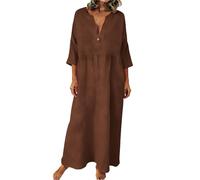 Viunychn Kleid Damen Musselin Sommerkleid,Sommerkleid Damen Elegant Lang Musselin Kleid Boho Große Größen Sommer Kleider Strandkleid Festliche Casual Midi Leinenkleid Sommerkleider