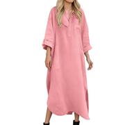 Viunychn Kleider Damen,Sommerkleid Damen Elegant Lang Musselin Kleid Boho Große Größen Sommer Kleider Strandkleid Musselin Kleid Festliche Casual Midi Leinenkleid Sommerkleider