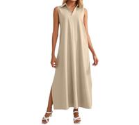 Viunychn Leinenkleid Damen Sommer Elegant Kleid Boho Kleider Leicht unfd Luftige Lang Musselin Kleid Sommerkleider Strandkleider Leinenkleider Strandkleid