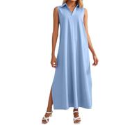Viunychn Leinenkleid Damen Sommer Elegant Kleid Boho Kleider Leicht unfd Luftige Lang Musselin Kleid Sommerkleider Strandkleider Leinenkleider Strandkleid
