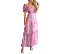 Viunychn Sommerkleid Damen Elegant Lang Kleider Große Größen Sommer Kurzarm Und Ärmellos Kleid Blumenkleid Festliche Boho Curvy Hohe Taille Freizeitkleider Casual Mode Partykleider Sommerkleider