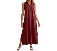 Viunychn Sommerkleid Damen Elegant Lang Musselin Kleid Große Größen Sommer Boho Kleider Strandkleid Casual Hohe Taille Leinenkleider Sommerkleider Partykleider Für Urlaub