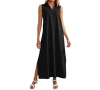 Viunychn Sommerkleid Damen Elegant Lang Musselin Kleid Große Größen Sommer Boho Kleider Strandkleid Casual Hohe Taille Leinenkleider Sommerkleider Partykleider Für Urlaub