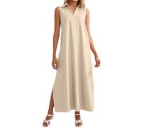 Viunychn Sommerkleid Damen Elegant Lang Musselin Kleid Große Größen Sommer Boho Kleider Strandkleid Casual Hohe Taille Leinenkleider Sommerkleider Partykleider Für Urlaub