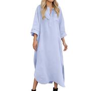 Viunychn Sommerkleid Damen,Sommerkleid Damen Elegant Lang Musselin Kleid Boho Große Größen Sommer Kleider Strandkleid Musselin Kleid Festliche Casual Midi Leinenkleid Sommerkleider