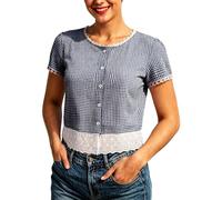 Viunychn Trachtenbluse Damen Kurzarm Dirndlbluse Große Größen Kariert Hemd Oktoberfest Outfit Spitze Trachten Modern Zur Jeans Tracht Dirndl Bluse Rot Trachtenhemd Trachtenmode