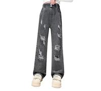 Viunychn Wide Leg Jeans Mädchen Straight Baggy Y2k Weite Jeans Mädchen Mit Gummibund Denim Kinder Teenager Hose Lang Stretch Freizeithose Wide Leg Loose Sommerhose Skinny Low Waist 2026 Sport Hosen