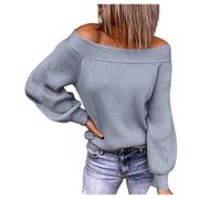 Viunychn Wollpullover Damen, Schulterfreie Ausgefallene Lässig Winterpullover Pulli Strickpullover Frauen Langarm Strickpulli Weinachtspullover Advanced Neonfarben Teenager Oberteil