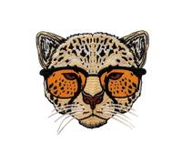 Viusneun 1 Stück Großer Leopard mit Brille Stoff Patches, Flicken zum Aufbügeln, Tier-Flicken für Jacken, zum Aufbügeln, Stickerei, Applikation, dekorative Kleidung (15)
