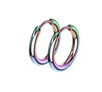 viva-adorno® 1 Paar Klappcreolen Hoop Ohrringe Edelstahl Creolen ER96, Regenbogen 15mm