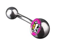 viva-adorno 1 Stück Bauchnabel Piercing Banane 316L Chirurgenstahl 20 verschiedene Motive Z380, S15 Totenkopf pink