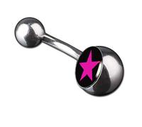 viva-adorno 1 Stück Bauchnabel Piercing Banane 316L Chirurgenstahl 20 verschiedene Motive Z380, S4 Stern pink