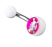 viva-adorno 1 Stück Bauchnabel Piercing Banane 316L Chirurgenstahl Acryl Kugeln Picture Logo Z382, weiß/Totenkopf