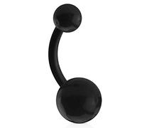 viva-adorno 1 Stück Bauchnabel Piercing Banane Acryl Kunststoff Kugeln Bananabell Z318, schwarz