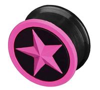 viva-adorno 1 Stück Flesh Plug Tunnel Ohr Piercing Silikon flexibel Stern Größe 4-26mm Z156, 10 schwarz/pink Z156, Gr. 6mm