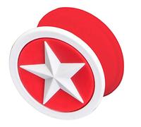 viva-adorno 1 Stück Flesh Plug Tunnel Ohr Piercing Silikon flexibel Stern Größe 4-26mm Z156, 4 rot/weiß Z156, Gr. 4mm