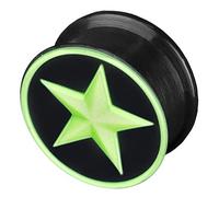 viva-adorno 1 Stück Flesh Plug Tunnel Ohr Piercing Silikon flexibel Stern Größe 4-26mm Z156, 7 schwarz/gelb Z205, Gr. 16mm