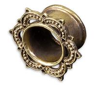 viva-adorno 1 Stück Flesh Tunnel Plug Messing Vintage Look Lotus Blüte Südostasien Style Größe 4-22mm Z434.D1, 10mm