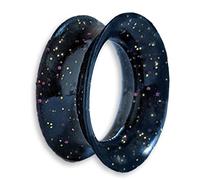 viva-adorno 1 Stück Tube Flesh Tunnel Plug Silikon Ohr Piercing Glitter Glitzer Opal schimmernd flexibel Größe Z108g Schwarz, 10mm