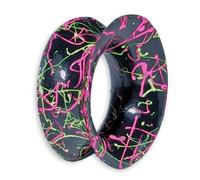 viva-adorno 1 Stück Tube Flesh Tunnel Plug Silikon Ohr Piercing Neon Graffiti flexibel Größe Z108g Schwarz/Neon, 12mm
