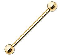 viva-adorno Barbell Piercing Stab Industrial Ohrpiercing Cartilage Stecker Hantel Edelstahl beschichtet Z310i, 1,6x38x5mm, gold
