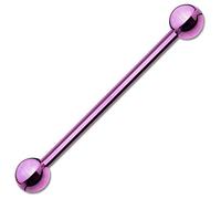 viva-adorno Barbell Piercing Stab Industrial Ohrpiercing Cartilage Stecker Hantel Edelstahl beschichtet Z310i, 1,6x38x5mm, lila