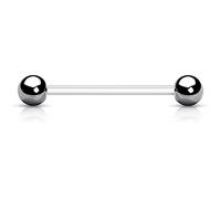 viva-adorno Barbell Piercing Stab Kunststoff flexibel Stahlkugeln Zungenpiercing Industrial Z264, 1,2 x 10 x 3mm