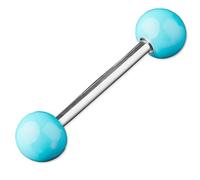 viva-adorno Barbell Piercing Stab Zungenpiercing Chirurgenstahl Stahlkugeln glänzend emailliert Brustpiercing Z374, hellblau