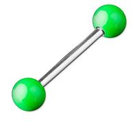 viva-adorno Barbell Piercing Stab Zungenpiercing Chirurgenstahl Stahlkugeln glänzend emailliert Brustpiercing Z374, neon grün Z373