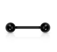 viva-adorno Barbell Piercing Stab Zungenpiercing Kunststoff Acryl Kugeln flexibel Brustpiercing Z312, Schwarz