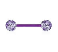 viva-adorno Barbell Piercing Stab Zungenpiercing Kunststoff Glitter Glitzer Kugeln Acryl flexibel Brustpiercing Z314, Lila