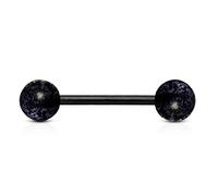 viva-adorno Barbell Piercing Stab Zungenpiercing Kunststoff Glitter Glitzer Kugeln Acryl flexibel Brustpiercing Z314, Schwarz