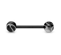 viva-adorno Barbell Piercing Stab Zungenpiercing Kunststoff Marmor Kugeln weiß marmoriert Acryl Z313, schwarz