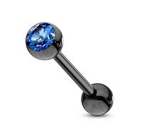 viva-adorno Barbell Piercing Stab Zungenpiercing Ohrpiercing Stecker Hantel Chirurgenstahl 316L beschichtet Zirkonia Z309, schwarz/blau