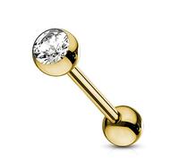 viva-adorno Barbell Piercing Stab Zungenpiercing Ohrpiercing Stecker Hantel Chirurgenstahl 316L beschichtet Zirkonia Z309, gold
