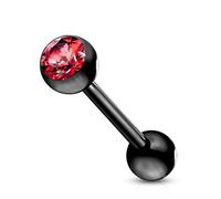 viva-adorno Barbell Piercing Stab Zungenpiercing Ohrpiercing Stecker Hantel Chirurgenstahl 316L beschichtet Zirkonia Z309, schwarz/rot