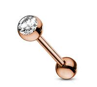 viva-adorno Barbell Piercing Stab Zungenpiercing Ohrpiercing Stecker Hantel Chirurgenstahl 316L beschichtet Zirkonia Z309, rosegold