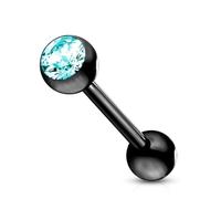 viva-adorno Barbell Piercing Stab Zungenpiercing Ohrpiercing Stecker Hantel Chirurgenstahl 316L beschichtet Zirkonia Z309, schwarz/aqua