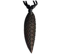 viva-adorno Halskette Surfbrett Holzanhänger graviert Baumwollband Surfer Kette Länge verstellbar HK30g, D5 Blüten Tribal