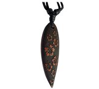 viva-adorno Halskette Surfbrett Holzanhänger graviert Baumwollband Surfer Kette Länge verstellbar HK30g, D3 Hibiskus