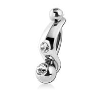 viva-adorno Intimpiercing Christina Piercing 316L Chirurgenstahl Mini Bauchnabel Banane Schild Kristall Bananabell Z552_1k