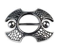 viva-adorno KoolKatana Brustpiercing Nippel Schild Barbell Chirurgenstahl 316 L teilweise geschwärzt Z166.D3