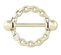 viva-adorno Nippelpiercing Brustpiercing Brustwarzenpiercing Schild Glieder Kette Ring Barbell Piercing Z578, gold