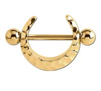 viva-adorno Nippelpiercing Brustpiercing Brustwarzenpiercing Schild Ring gehämmert Barbell Piercing Z577, gold