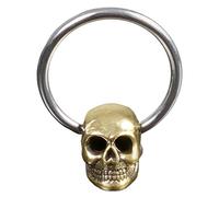 viva-adorno Vintage Piercing BCR Klemmring Chirurgenstahl mit Messing Totenkopf Z469, D1; 1,2x12mm