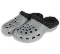 Viva Clogs mit Fütterung Unisex Gr.36-45 - herausnehmbare Fütterung - Hausschuhe Gartenschuhe Schuhe (45, Grau-Schwarz)