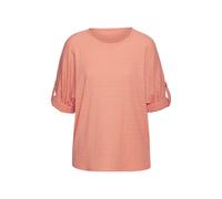 2-in-1-Shirt VIVANCE "sommerlich zum Krempeln", Damen, Gr. 36/38, orange (peach), Crêpe, Obermaterial: 98% Polyester, 2% Elasthan, unifarben, lässig geschnitten normal, Rundhals, mit Riegel, Shirts 2-