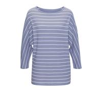 3/4-Arm-Shirt VIVANCE "mit modischer Streifenstruktur", Damen, Gr. 44/46, blau (blau, weiß), Strick, Obermaterial: 42% Baumwolle, 42% Viskose, 12% Polyester, 4% Elasthan, gestreift, casual, loose fit,
